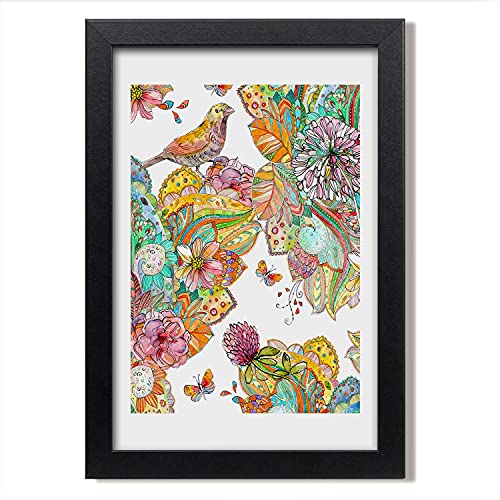 Cadre MDF 20x30 cm Tulup | Cadre en Bois et Tableau Oiseaux Fleurs