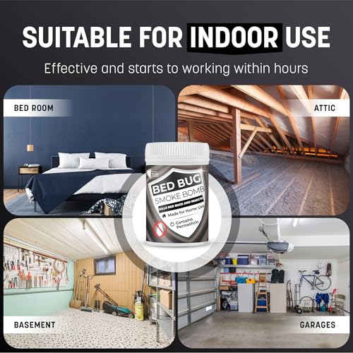 Bed Bug Smoke Bomb | Pack of 4 | Permethrin Bed Bug & Insect Fogger - Fast-Acting, Non-Staining, Covers 30m², For Home Use, Kills BedBugs, Silverfish, Moths, Ants, Spiders, Fleas