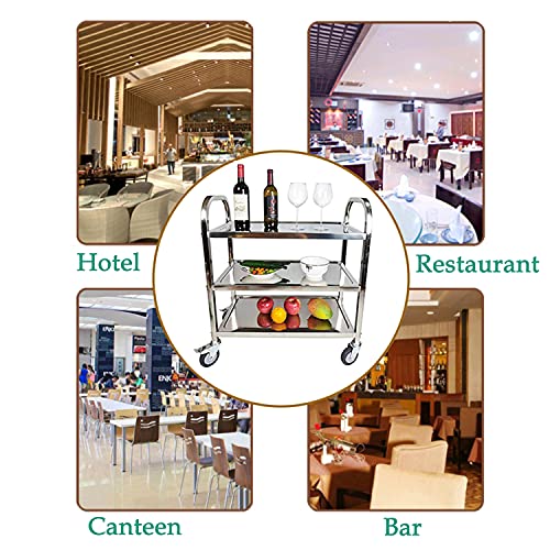 اي تي اي ان اي عربة ادوات من الستانلس ستيل من 3 طبقات مع عجلات قفل، الطول 75 × العرض 40 × الارتفاع 83.5 سم، سعة تحميل اجمالية 150 كجم، عربة تخزين للمطبخ والمطاعم والفندق والمقهى والمنزل