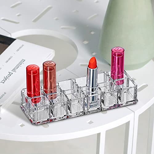 Image of Amazing Abby - Charm - 2-Pack 12-Slot Acrylic Lipstick Organizer, Lipstick Holder, Lip Gloss Holder, Cosmetic Storage Display, Perfect Storage Solution for Drawer and Vanity (Slot Size: 0.9 inch x 0.9 inch)