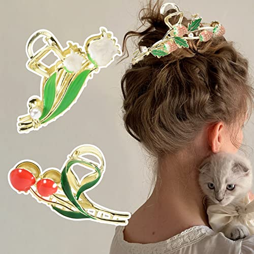 Yonchic 3-Piece Floral Metal Hair Clips, Tulip Orchids Sunflower Hair Claw For Thin/Medium Thick Hair Claws, Elegant Barrettes Strong Hold Hair Clamps Non Slip Cute Hair Catch Clip Accessories #TOP5