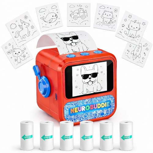 AI Sticker Printer for Kids Voice-to-Sticker with Screen Preview 6 Rolls Included Inkless Thermal Mini Sticker Maker for Coloring Journaling Reward Charts & DIY Crafts Gift for Girls Boys