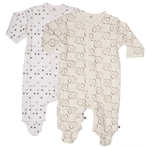 pippi Nightsuit W/F-Buttons (2-Pack) Pijama, Marfil (Off-White), 68 cm para Bebés