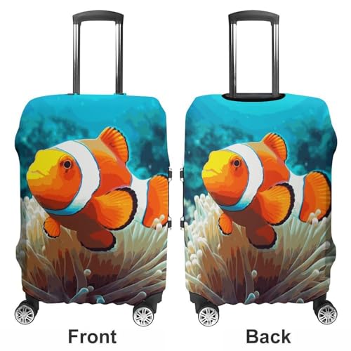 Clown Fish Luggage Covers Tsa Approved Suitcase Cover Elastic Washable Luggage Sleeve Carry on Cover Protector Anti-Scratch Suitcase Protector Fits 19-30 Inch Case(XL)3