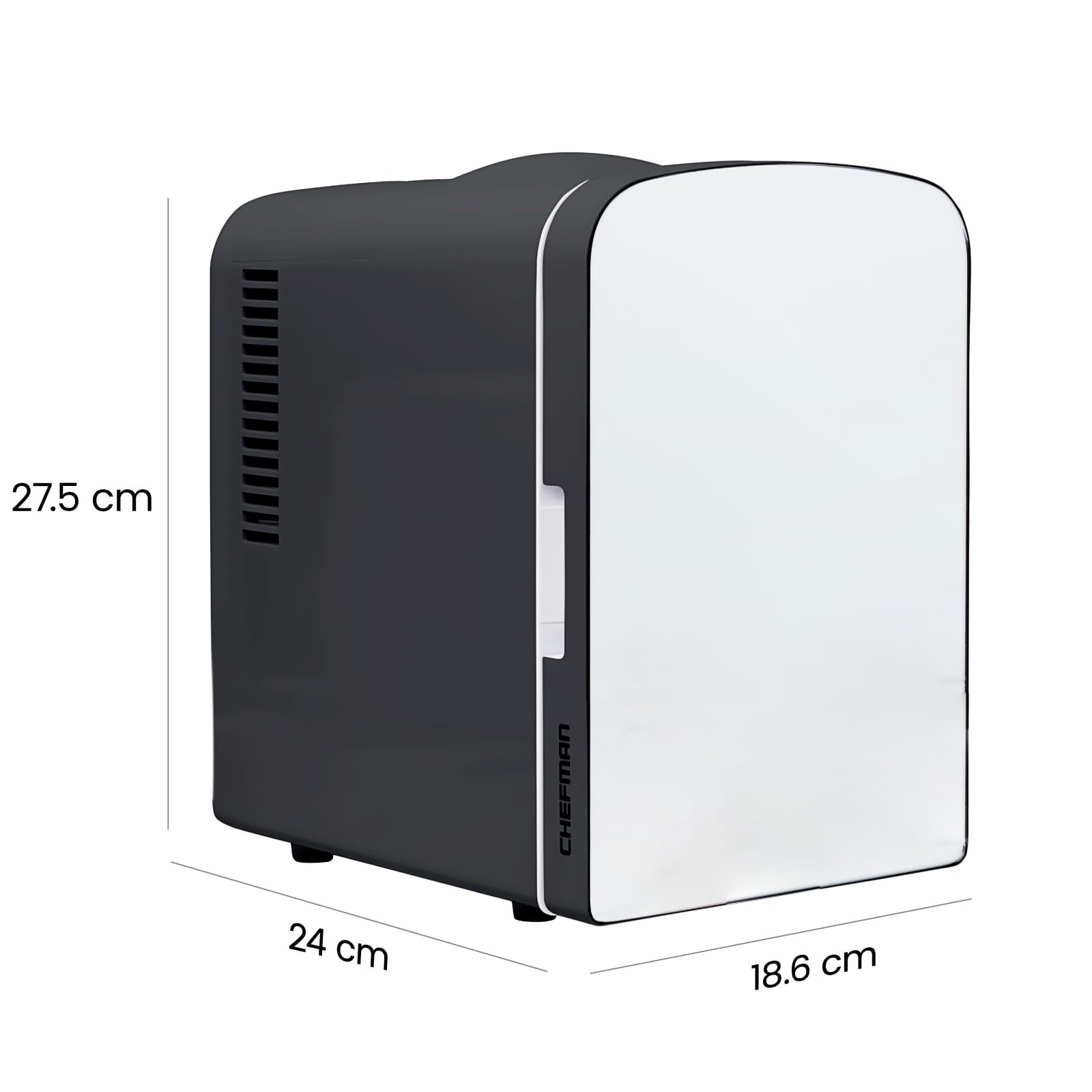 Iceman Verspiegelter 4 Liter Mini-Kühlschrank, Hautpflege, Make-up-Aufbewahrung, Seren und Gesichtsmasken, klein für den Schreibtisch oder auf Reisen, kühlen & heizen, kosmetische Anwendung, Schwarz