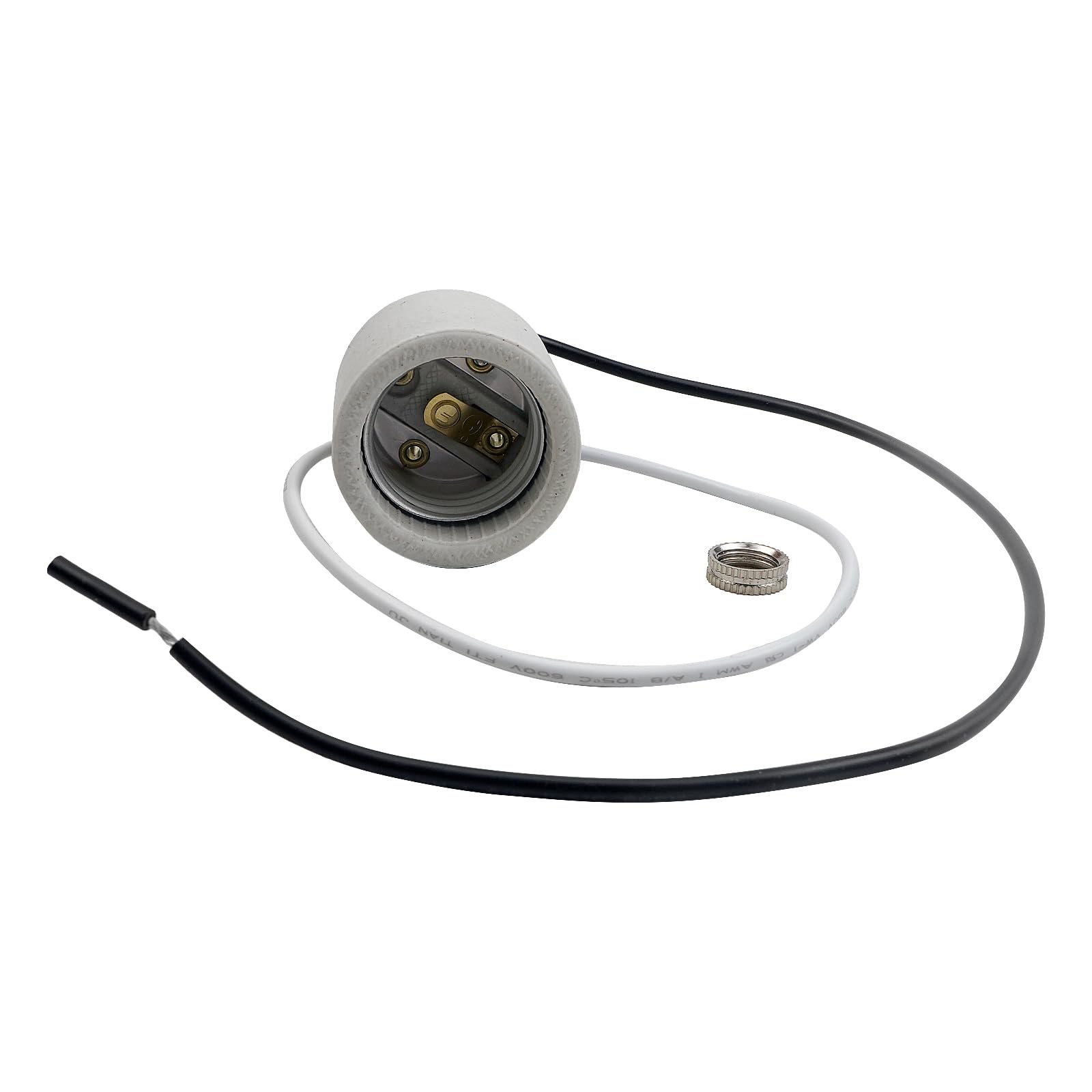 Bulb Socket Ceramic Porcelain Lamp Holder With Wire Lead Helunsi E26 E27  Ceramic Light Sockets - 4 Pack Porcelain Lamp Holders With 12\, image size:1600x1600