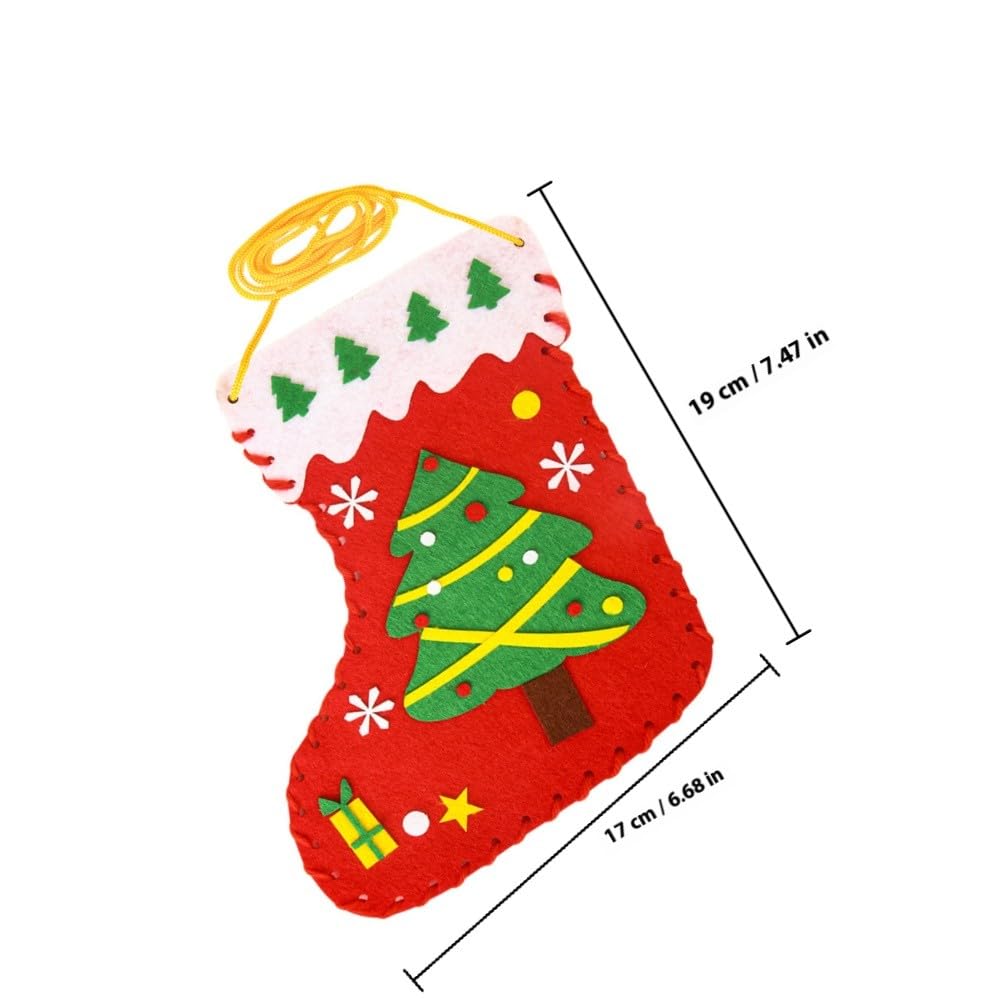 TOYANDONA Set di 12 calzini natalizi in feltro da fare da soli, con motivi Babbo Natale, renne, pupazzo di neve e abete, ideale per cucire calze a mano. Decorazioni di