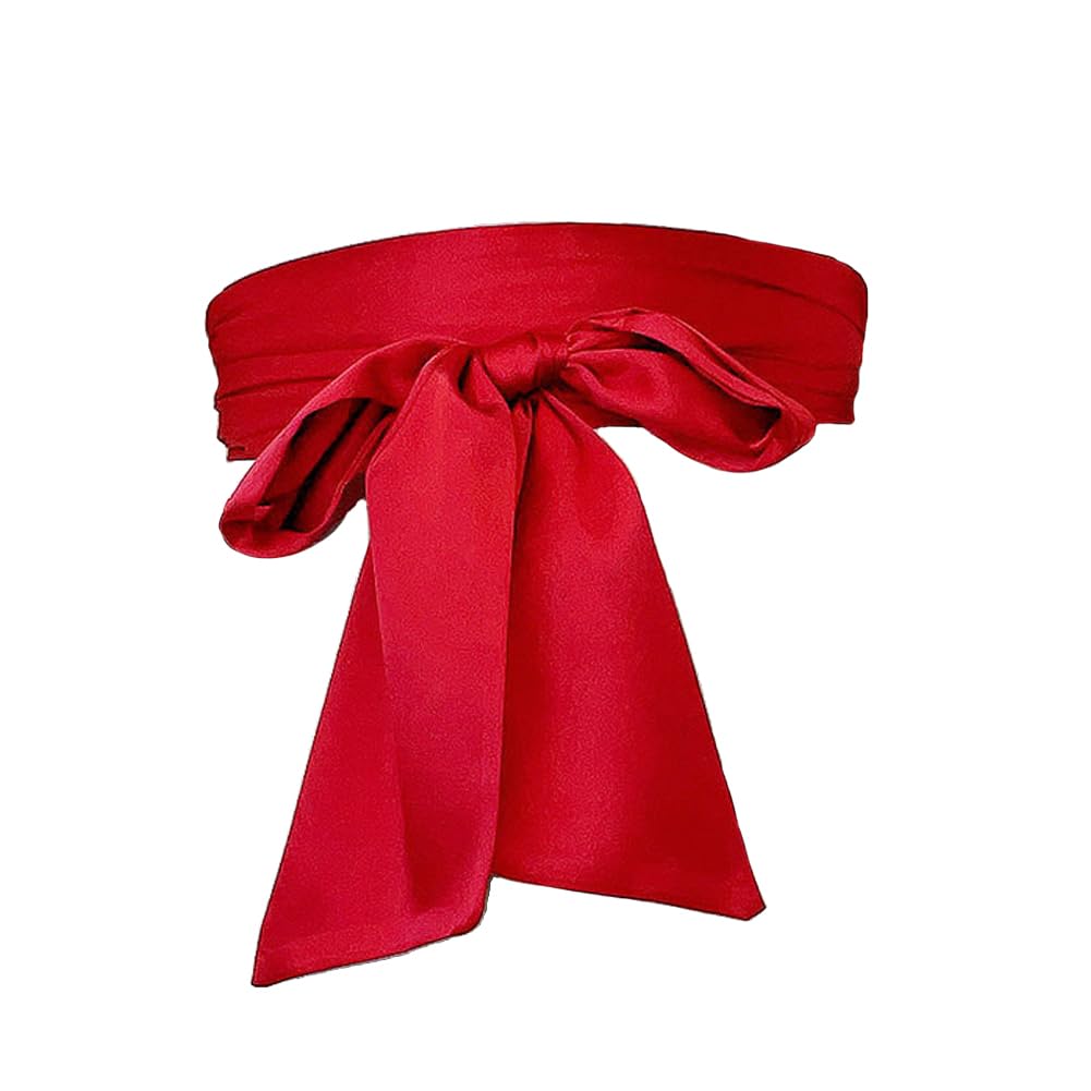 VASANA 250x9.5 cm/98.4x3.74 inch Red Silk Sash Belt Long Sash Waist Belt Double Side Dress Clothing Accessory for Women Bridal Wedding Bridesmaid Special Occasion
