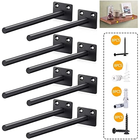 Elibbren 8 Inch Floating Shelf Bracket 8 Pack, Blind Shelf Supports Heavy Duty Hidden Shelf Brackets for Floating Wood Shelves, Hardware for Home Decor, Storage, Organization Cover