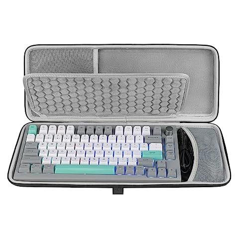 Geekria 75% Keyboard Case, Hard Shell Travel Carrying Case for 84-Key Portable Keyboard, Compatible with Keychron K2 Version 2/ K2/ Q1/ V1, ASUS ROG Azoth 75%, Aula F75 Pro, Redragon K673 PRO Cover