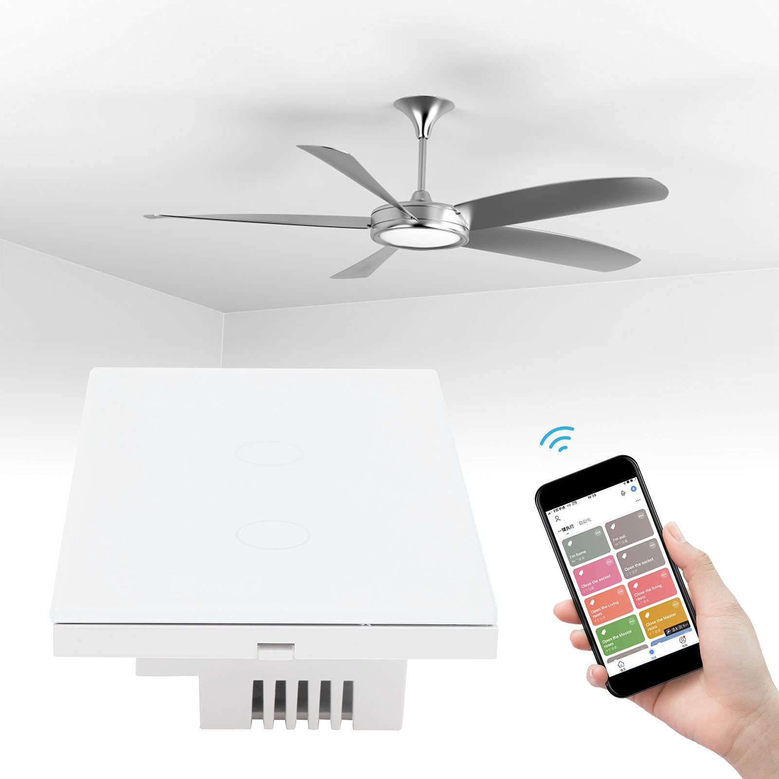 Interruptor Inteligente Dispositivo de Control Remoto Wifi Mini Interruptor Táctil para Automatización del Hogar ABS Blanco 120 X 76 X 35 Mm