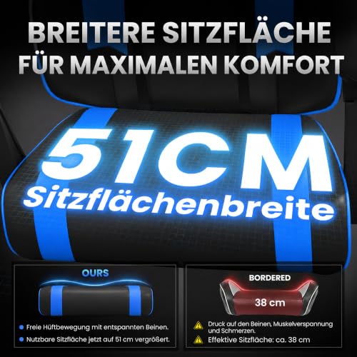 Riftracer Gaming Stuhl Chair Gamer Sessel - Ergonomischer Gamer Stuhl mit Fußstütze Kopfstütze und Lordosenstütz Höhenverstellbar… – Ansicht 5