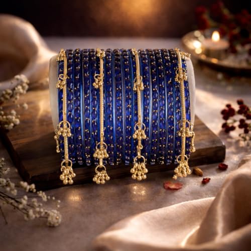 Image of Shining Diva Fashion 16 Pcs Trendy Stylish Glass & Kashmiri Ghungroo Bangles Set for Women & Girls | Traditional Festive Wedding Party Jewellery