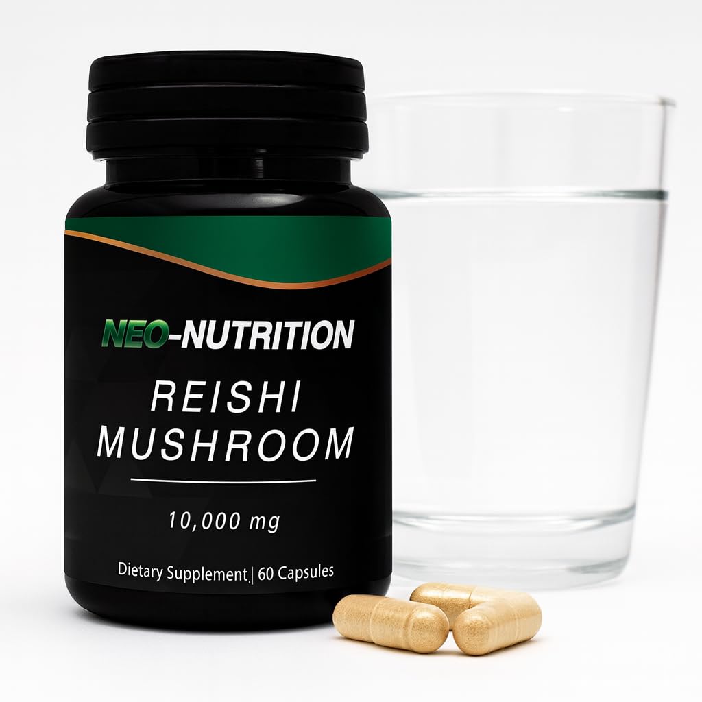 REISHI MUSHROOM 10,000mg Organic Mushroom Extract, Mushroom Pills Cordyceps for Energy and Performance, Digestive, Immune, Brain Health & Energy