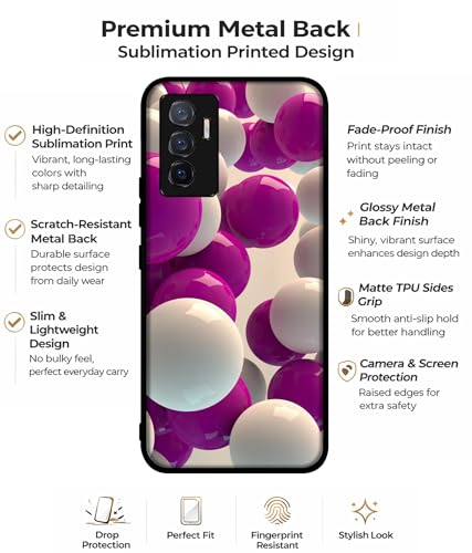 Image of 3D Balloons Design Premium 2D Printed Metal Back Case Cover for Vivo V23E 5G / Y75 4G, Multicolor