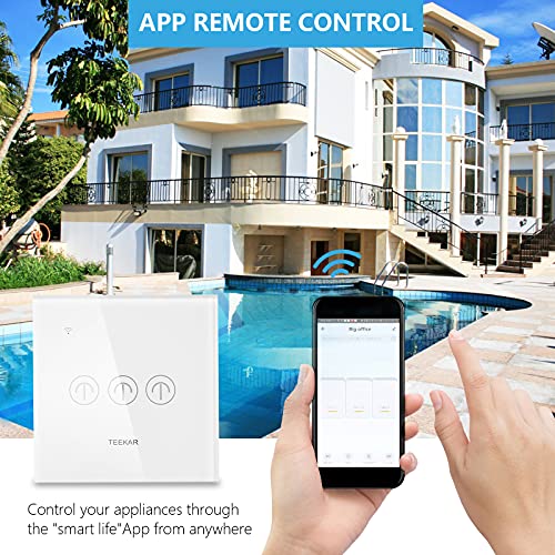 TEEKAR WLAN Alexa lichtschakelaar, voice app-control, smart lichtschakelaar, inbouw voor alle woningen, stille smart… - Image 5