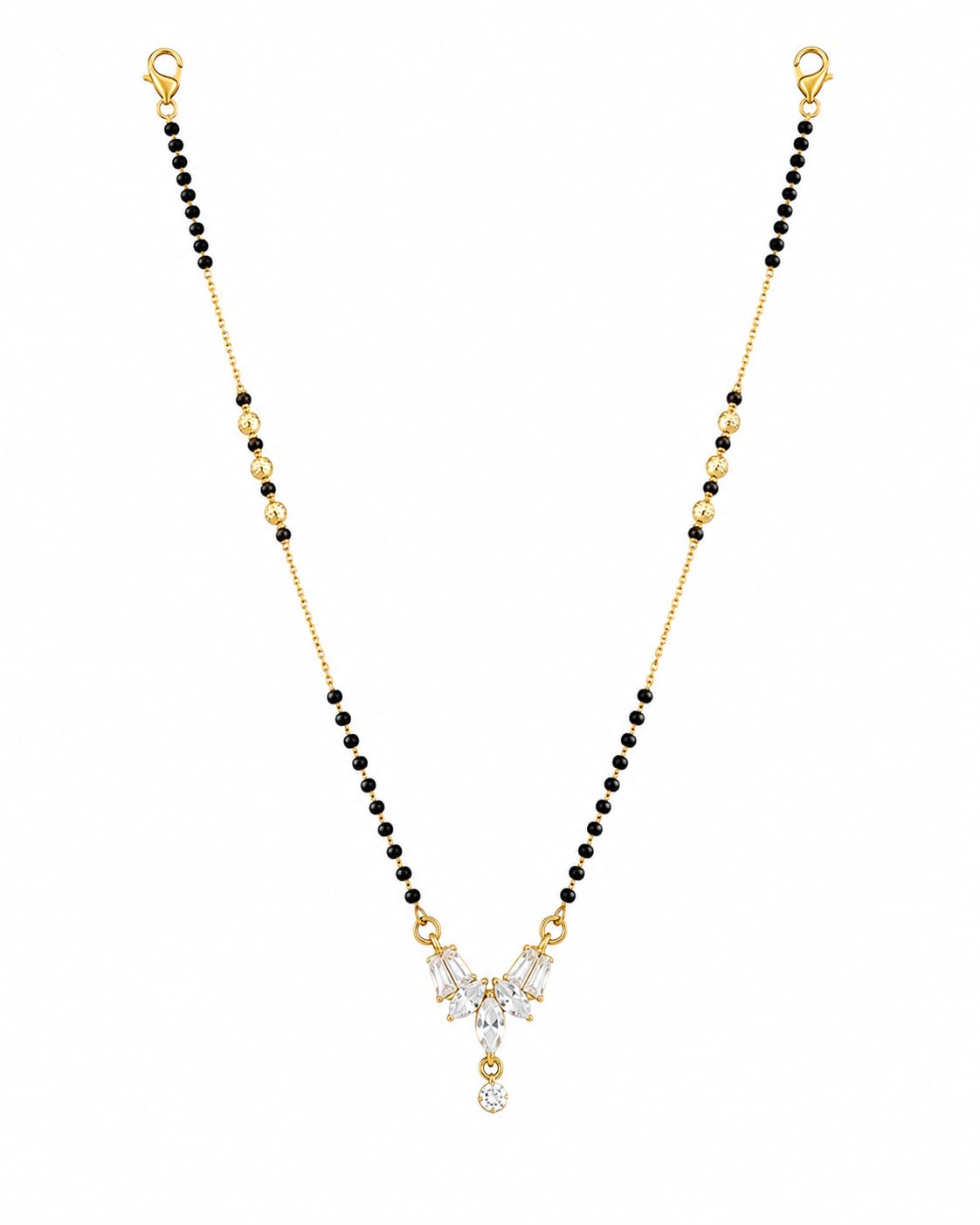 Gold Toned Mangalsutra Necklace Collection with Black Beads Chain-image-33