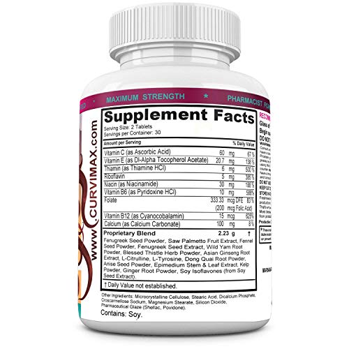 Curvimax Female Breast Enhancement And Enlargement Pills, 60 Tablets By Marinanaturals #TOP1