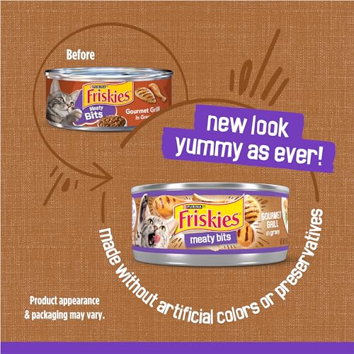 Purina Friskies Meaty Bits Wet Cat Food, Gourmet Grill, (24) 5.5 oz Cans - image 2