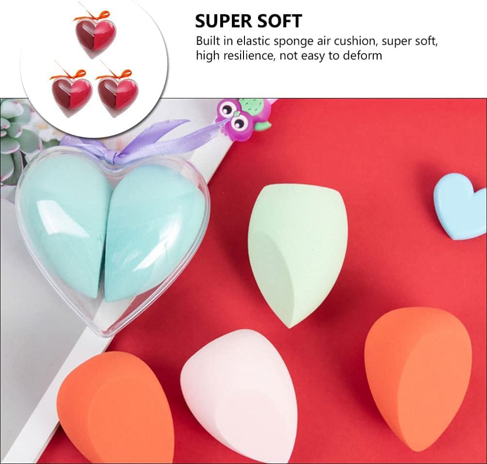 Spugnette per trucco, strumento di bellezza per fondotinta, 3 scatole di spugne per il trucco, a forma di cuore, per miscelare fondotinta liquido, crema in polvere, colore casuale