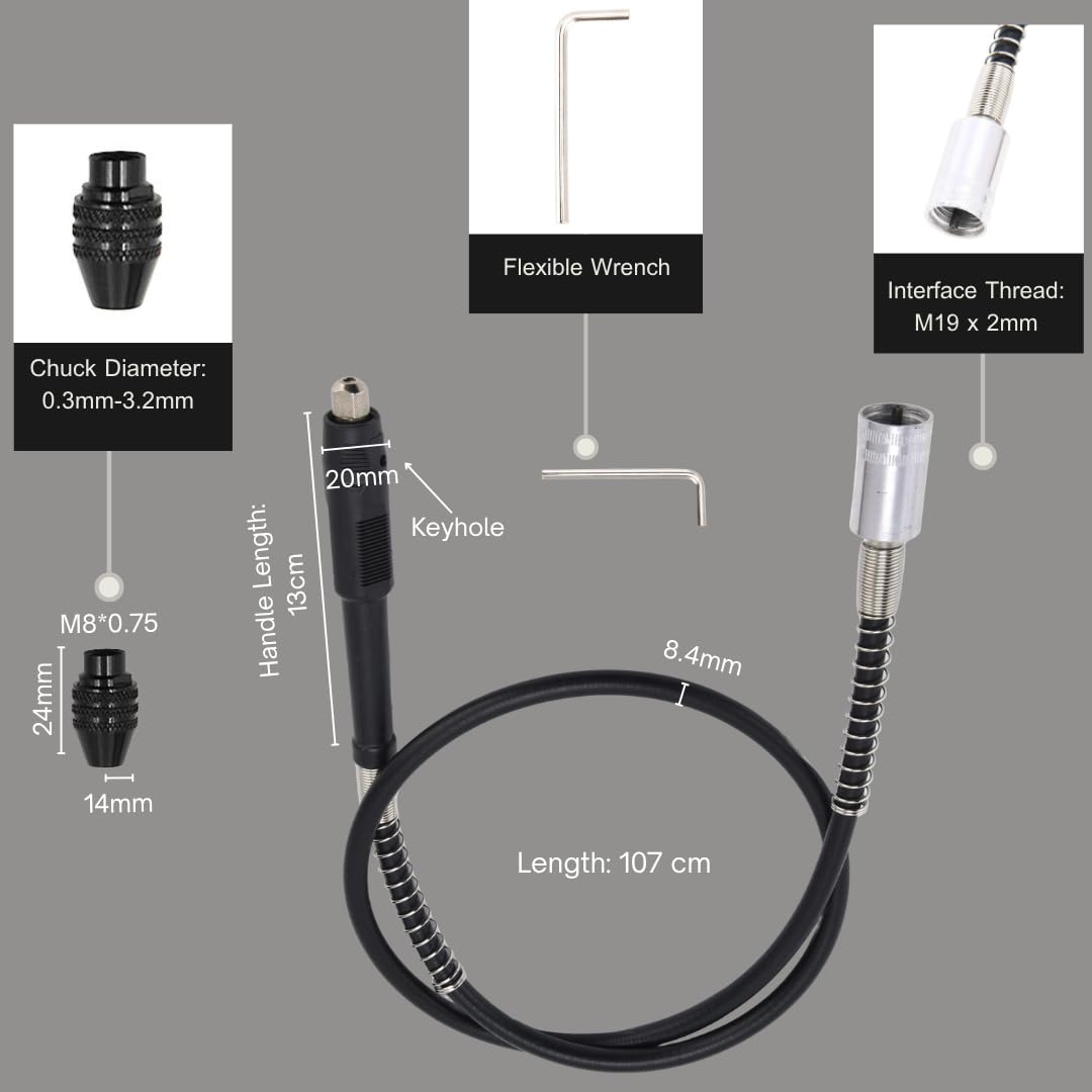 42in Arbre Flexible Rallonge Visseuse, Rallonge d'arbre flexible, Extension de Perceuse Flexible, Fonctionnement Stable Adapté Au Polissage pour Rectifieuses électriques