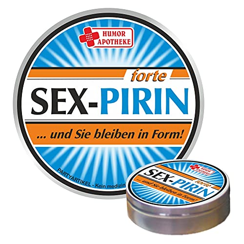 Pfefferminz Bonbon Metalldose - Sexpirin, und Sie bleiben in Form - Soforthilfe | Humorapotheke Spaßmedizin Humormedizin | Pfefferminzdragees | Dose Blechdose Pillendose