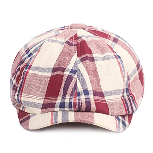 WJYHEA-New-Men-Newsboy-Caps-New-Plaid-Beret-Classic-Retro-Newsboy-Hats-Men-Women-Berets-Casual-Octogle-Cap-Color-Red-Cap-Hat-Size-56CM-to-60CM