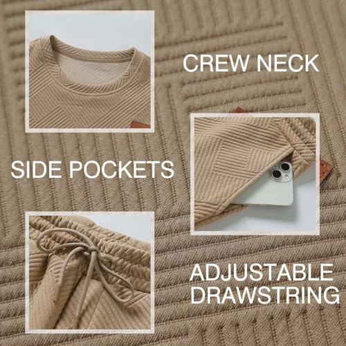 Men's 2 Piece Sweatsuits Outfits Casual Crewneck Jacquard Sweatshirt Joggers Sweatpants Set Tracksuit4