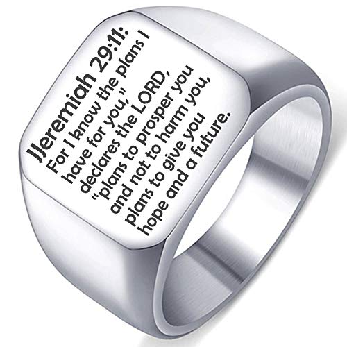Bible Verse Jeremiah 29:11 Womens Stainless Steel Religious Christian Wedding Ring Band