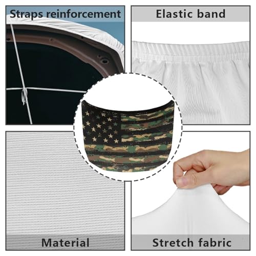 Image of Camo American Flag Car Hood Cover Polyester Elastic Fabrics Can be Washed Suitable for SUV Trucks Universal for Cars