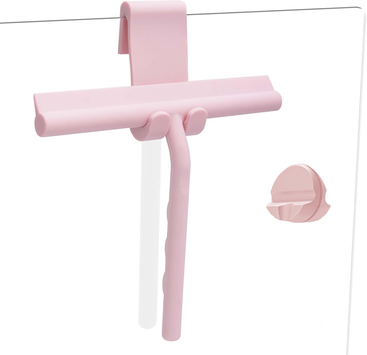 Silicone Shower Squeegee for Glass Doors Window Squeegee for Walls, Sink, Mirror, Bathroom, Car Window Cleaning - Pink