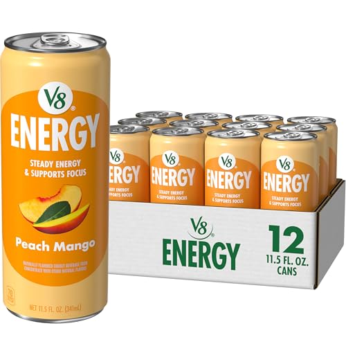 Image of V8 Energy Peach Mango Energy Drink, 11.5 fl oz Can (12 Pack)