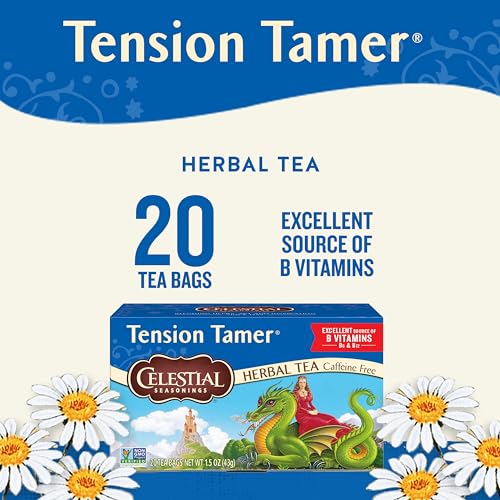 Celestial Seasonings Tension Tamer Herbal Tea, Caffeine Free, 20 Tea Bags Box, (Pack of 6) - Image 3