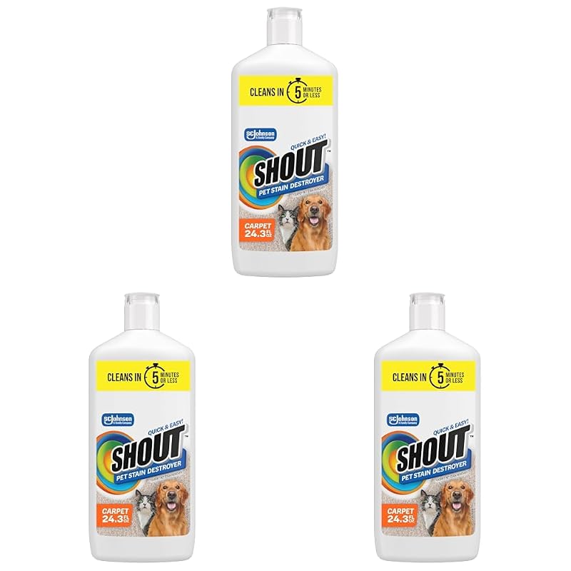 Removedor de Manchas e Odores para Carpetes, Estofados e Tapetes SHOUT para Cães e Gatos, 729 mL – Pacote com 3