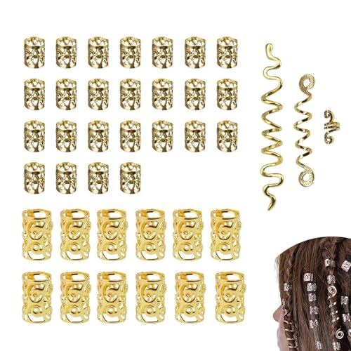 HJIAMA 40 Piezas Adornos Pelo, Aleación Decoracion Pelo Vintage, Accesorios para el Pelo Libremente Ajustable, Abalorios Pelo para Trenzas Decorativas