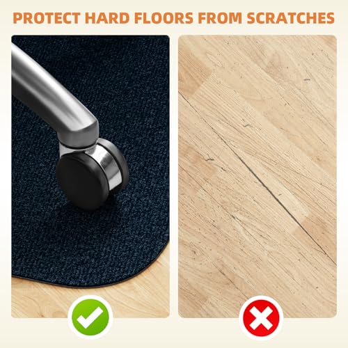 Image of Office Chair Mat for Hardwood Floors 48 inchx36 inch, Durable Non-Slip Large Tile Floor Protector, Anti-Scratch Thick Heavy-Duty Recyclable Gliding Desk Mats for Computer Rolling Chairs, Navy Blue