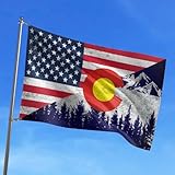 DOPMMT Colorado Mountain Flags US Flag 3x5 Ft,Colorado CO Vintage Mountain Flag Polyester with Brass Grommets Outdoor Décor