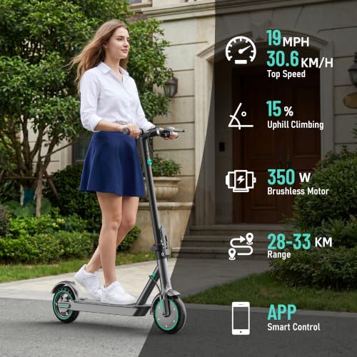 Image of 350W /500W Adult Electric Scooter, 8.5 inch /10 inch Solid Tires, 36V 7.8AH-15AH Battery, UP to 19-25MPH, 20-31 Miles Range, Foldable Lightweight E-Scooter, Dual Brakes, App Control, Max Load 265 LBS