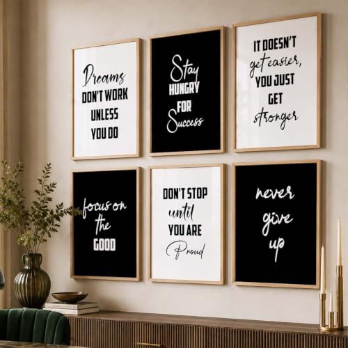 Image of kotart Motivational Quote wall Paintings with Frame for Home Decoration - Painting for Living Room Bedroom Office Wall hanging frames - Pack of 6 - Set of 6 Multicolo (10x13 inch, B)