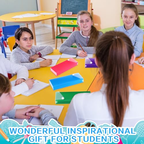 Image of Watersay 24 Pcs Slider Pencil Case Bulk for Classroom Clear Plastic Pencil Box with Pull out Drawer Snap Closure Storage Box Translucent Crayon Boxes Back to School Organizer (Fresh Colors)