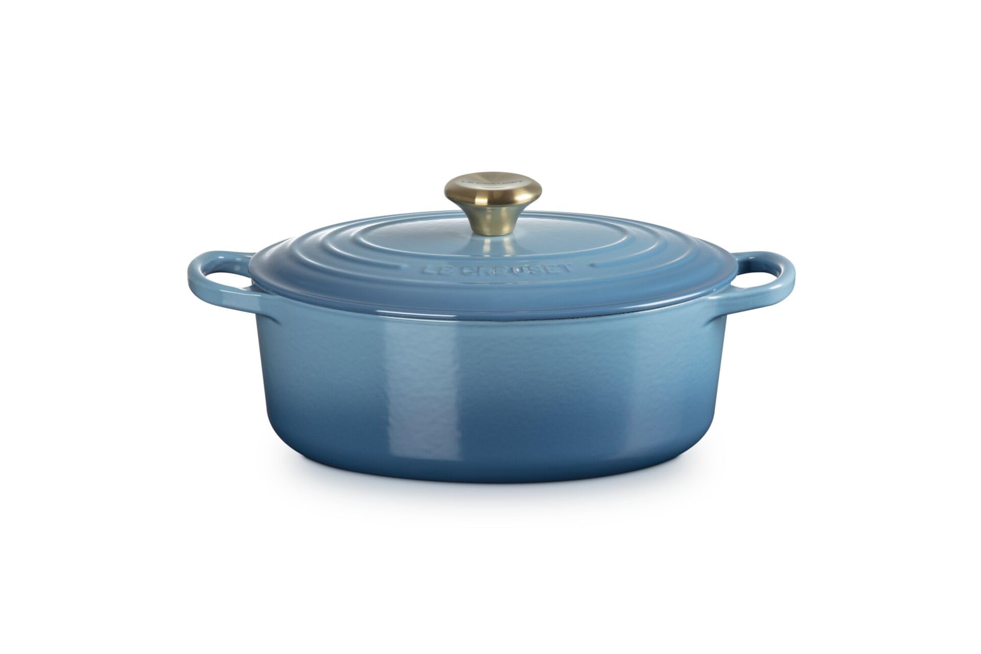 Le Creuset Signature Gusseisen-Bräter mit Deckel, Ø 27 cm, Oval, Für alle Herdarten und Induktion geeignet, Volumen: 4,1 l, 4,425 kg, Chambray, 21178274344441