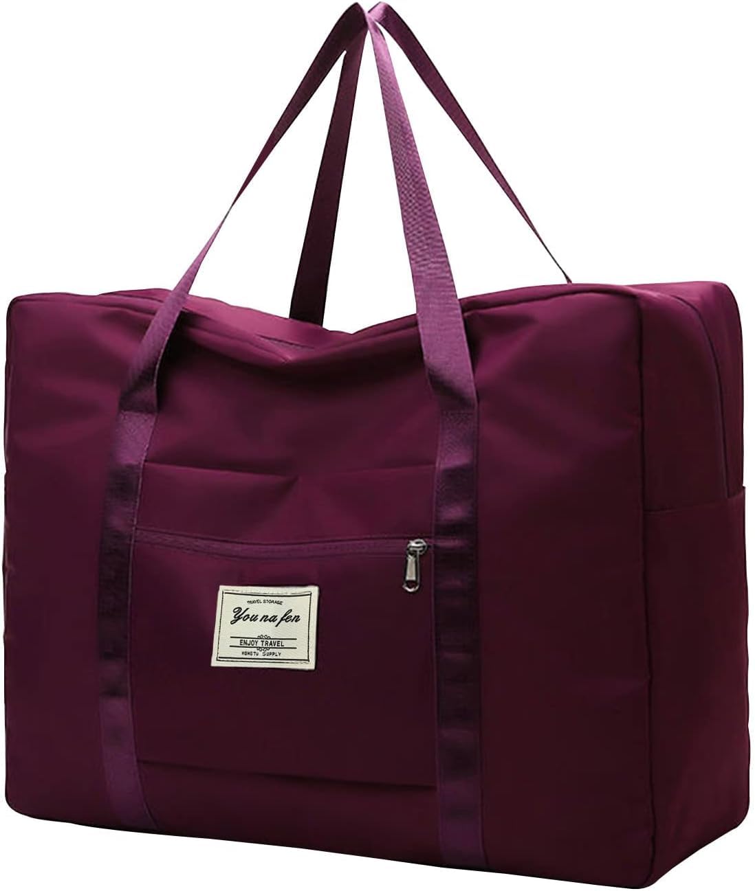 Foldable Travel Bag Duffel Bag Tote Carry on Bag Luggage Duffle Sport Duffle Week-Ender Overnight for Men Women and Girls (Wine)-image-17