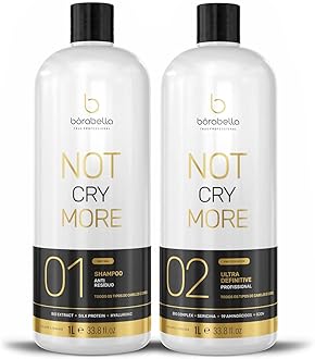 Borabella Nao Chore Mais No More Crying Brazilian Keratin Treatment 2x1000ml | Progressive Brush | Smoothing and Straightening System | Volume Reducer | 100% Straight Hair