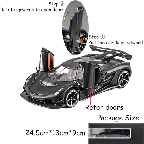 Modelo de coche Therina Jesko 1:24 negro con sonido y luz miniatura 4
