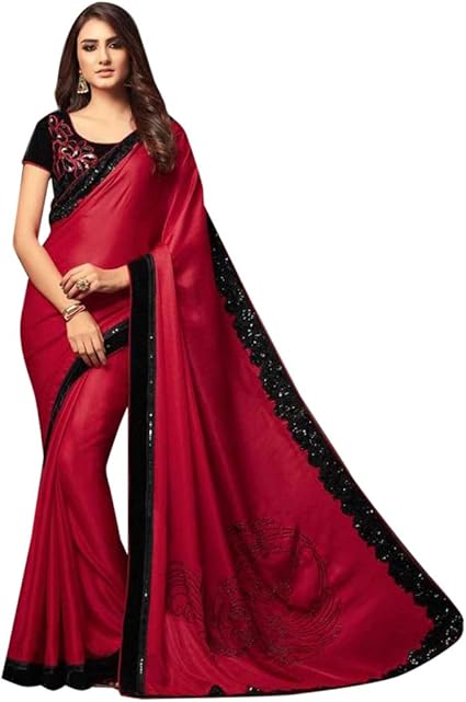 Plain saree with heavy blouse amazon Outlet