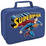 LOGOVISION Superman Logo and Superman Insulated Soft Sided Lunch Box - Reusable Lunch Bag For School Office Work, BPA Free, Royal