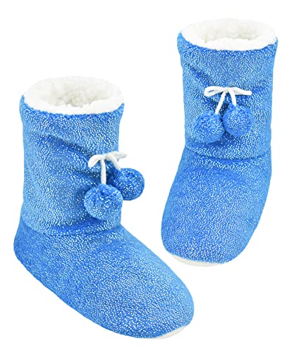 Image of Keyela Womens Non-Slip Sole Slipper Socks, Fluffy Winter House Booties | Ultra soft fuzzy warm indoor house slippers Non-skid bottom for safe walking Cozy winter footwear for ladies
