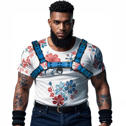 Mens Bulldog Harness PU Leather Suspenders Shoulder Belt Adjustable 3color