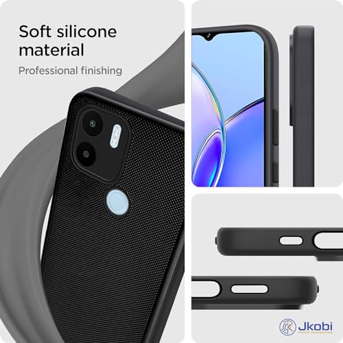 Image of Jkobi Back Cover Case for Poco C50 | Poco C51 (Textured Grip Design | Camera Protection | Slim and Light Weight | Soft Touch and Feel | Black)