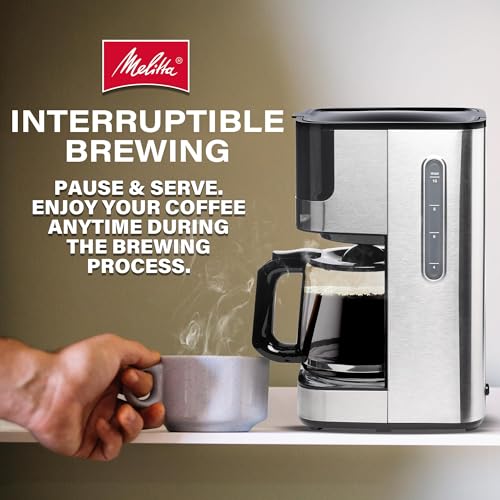 Image of Melitta Aroma Tocco Glass Drip Coffee Maker | Programmable Coffee Machine | Glass Carafe Coffee Pot | 10 Cup Coffee Maker | Touch Control Panel | Stainless Steel accented